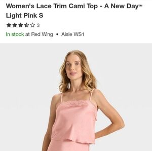 A New Day Women's Lace Trim Cami Top - Light Pink